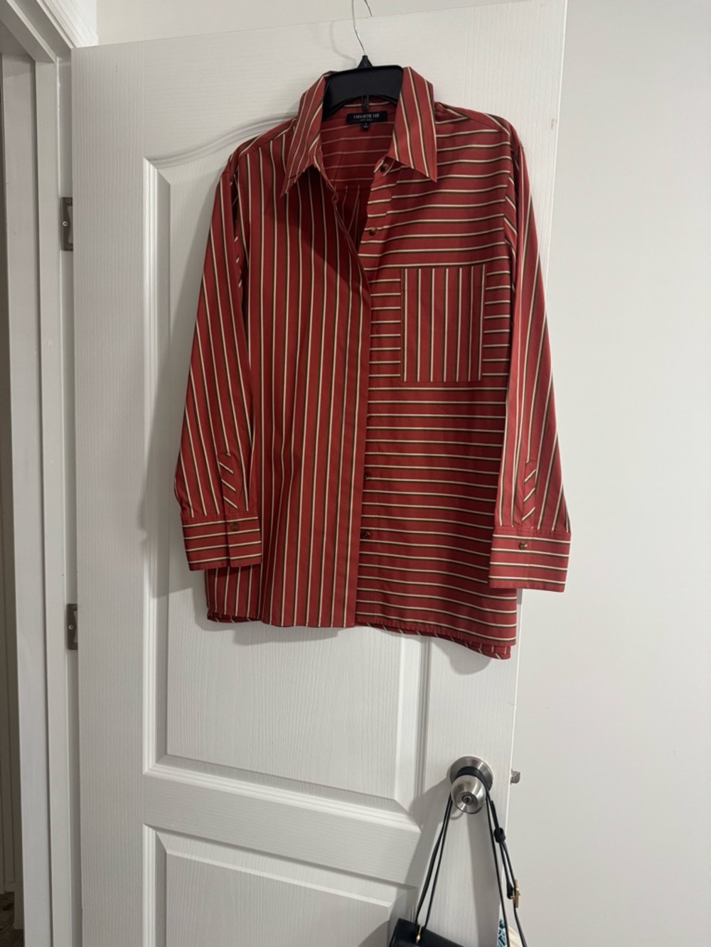 Lafayette 148 New York Rust Red Striped Button-Down Shirt Women’s